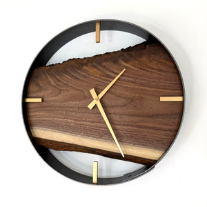 *NEW // 14” Black Walnut Live Edge Wood Wall Clock
