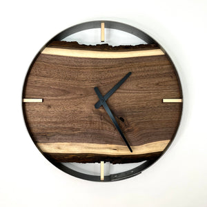 *NEW // 18” Black Walnut Live Edge Wood Wall Clock