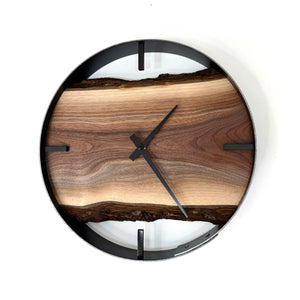 *NEW // 14” Black Walnut Live Edge Wood Wall Clock