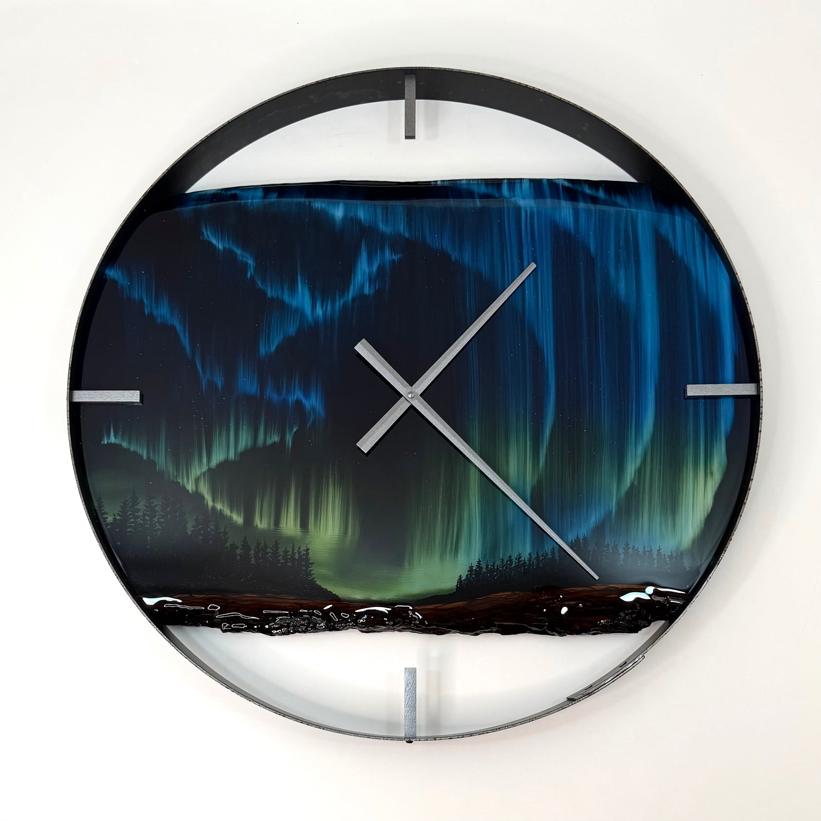 *NEW // 25” Northern Lights Live Edge Black Walnut Wood Wall Clock