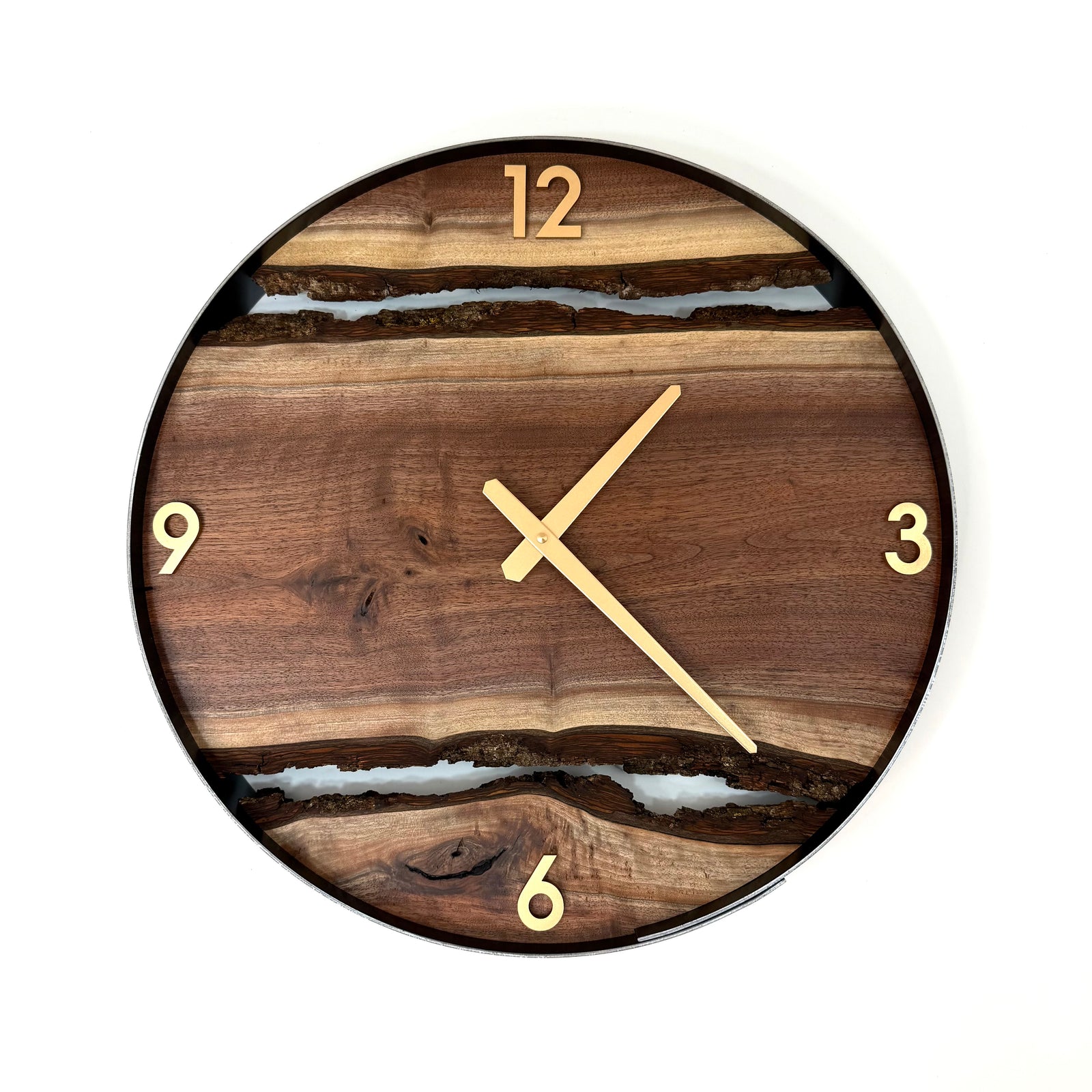 *NEW // 18” Black Walnut Live Edge Wood Clock