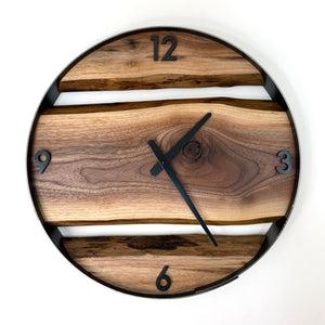 *NEW // 18” Black Walnut Live Edge Wood Wall Clock