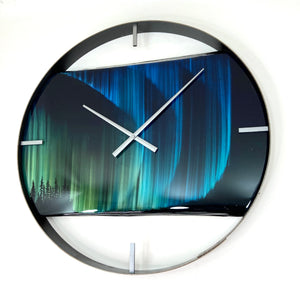 25” Northern Lights Live Edge Black Walnut Wood Wall Clock