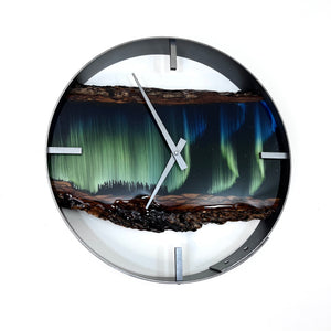 *NEW // 14” Northern Lights Live Edge Black Walnut Wood Wall Clock