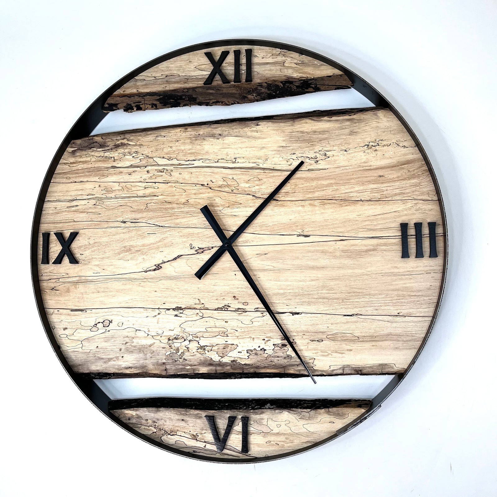 25” Spalted Maple Live Edge Wood Wall Clock