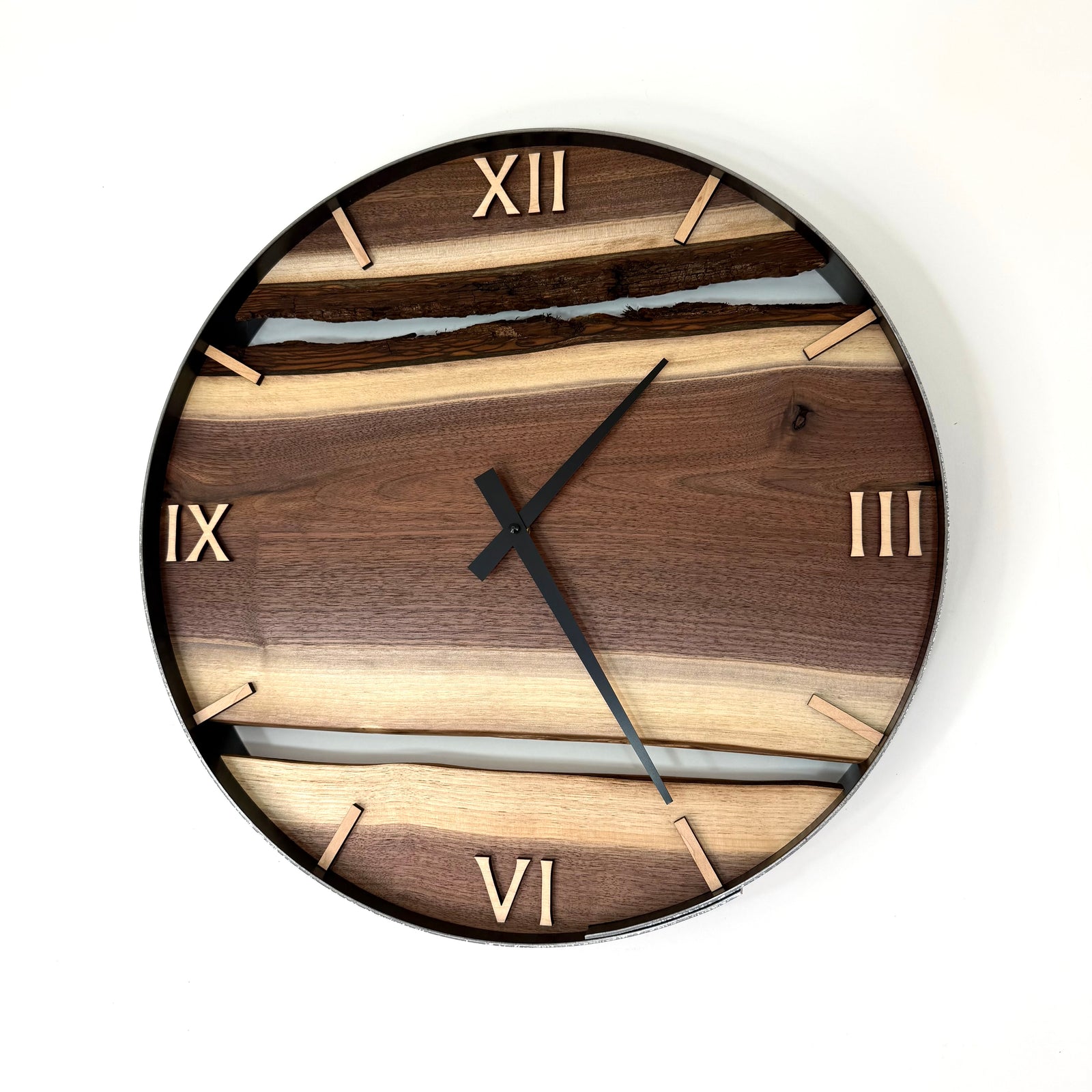 *NEW // 18” Black Walnut Live Edge Wood Clock