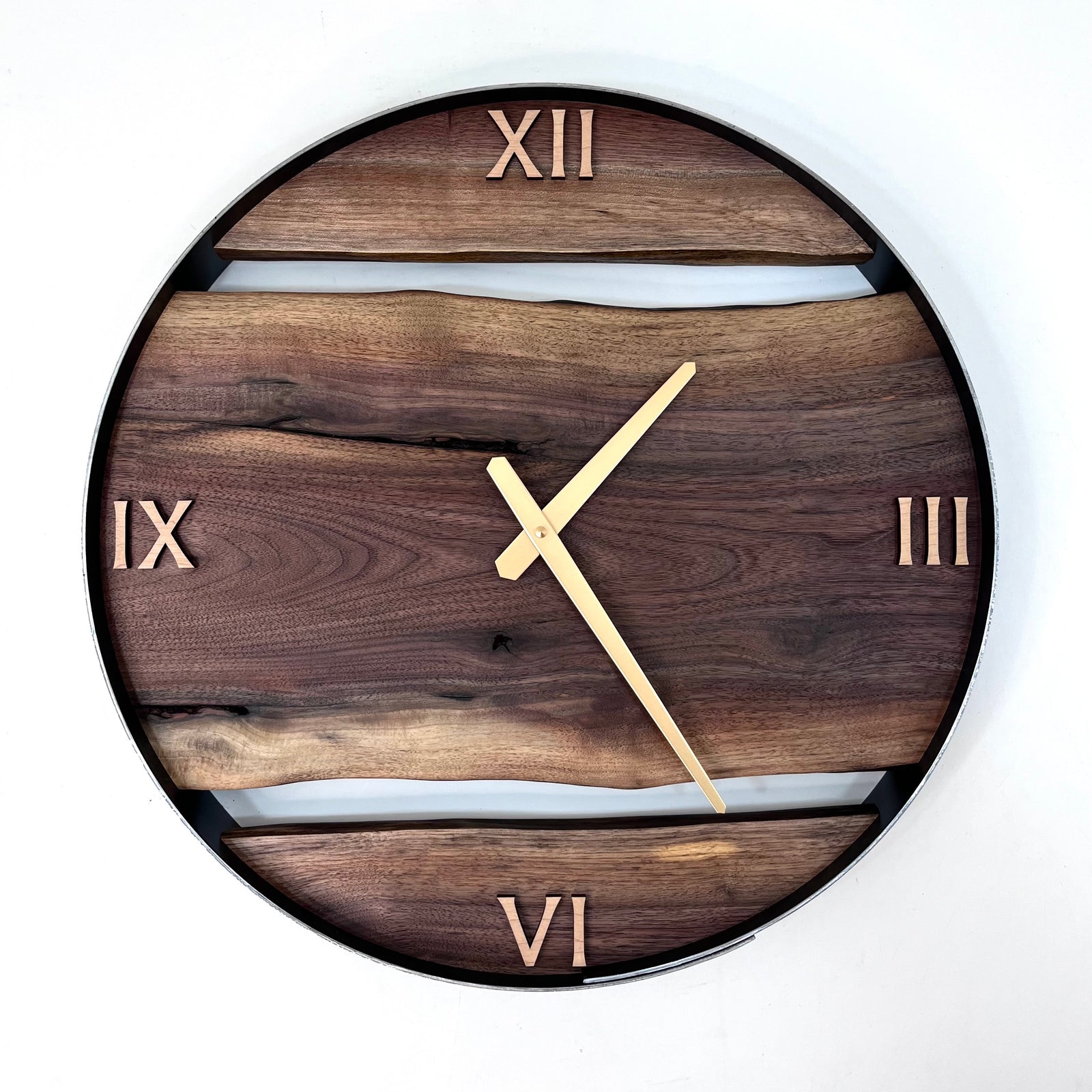 *NEW // 18” Black Walnut Live Edge Wood Clock
