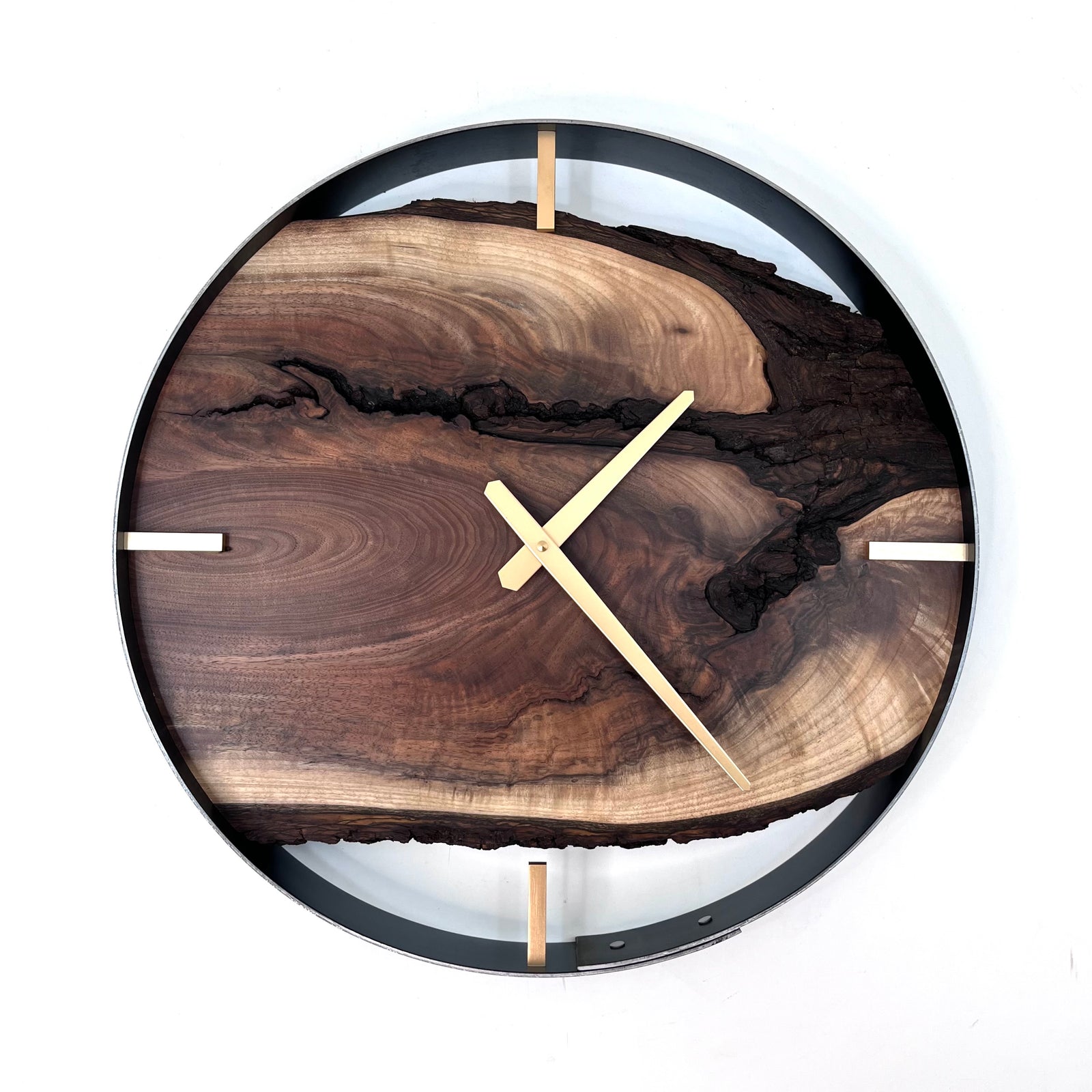 *NEW // 18” Black Walnut Live Edge Wood Wall Clock