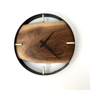 *NEW // 14” Black Walnut Live Edge Wood Wall Clock