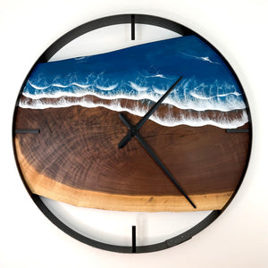 *NEW // 30” Life’s a Beach Live Edge Walnut Wood Wall Clock