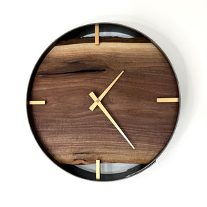 14” Black Walnut Live Edge Wood Wall Clock