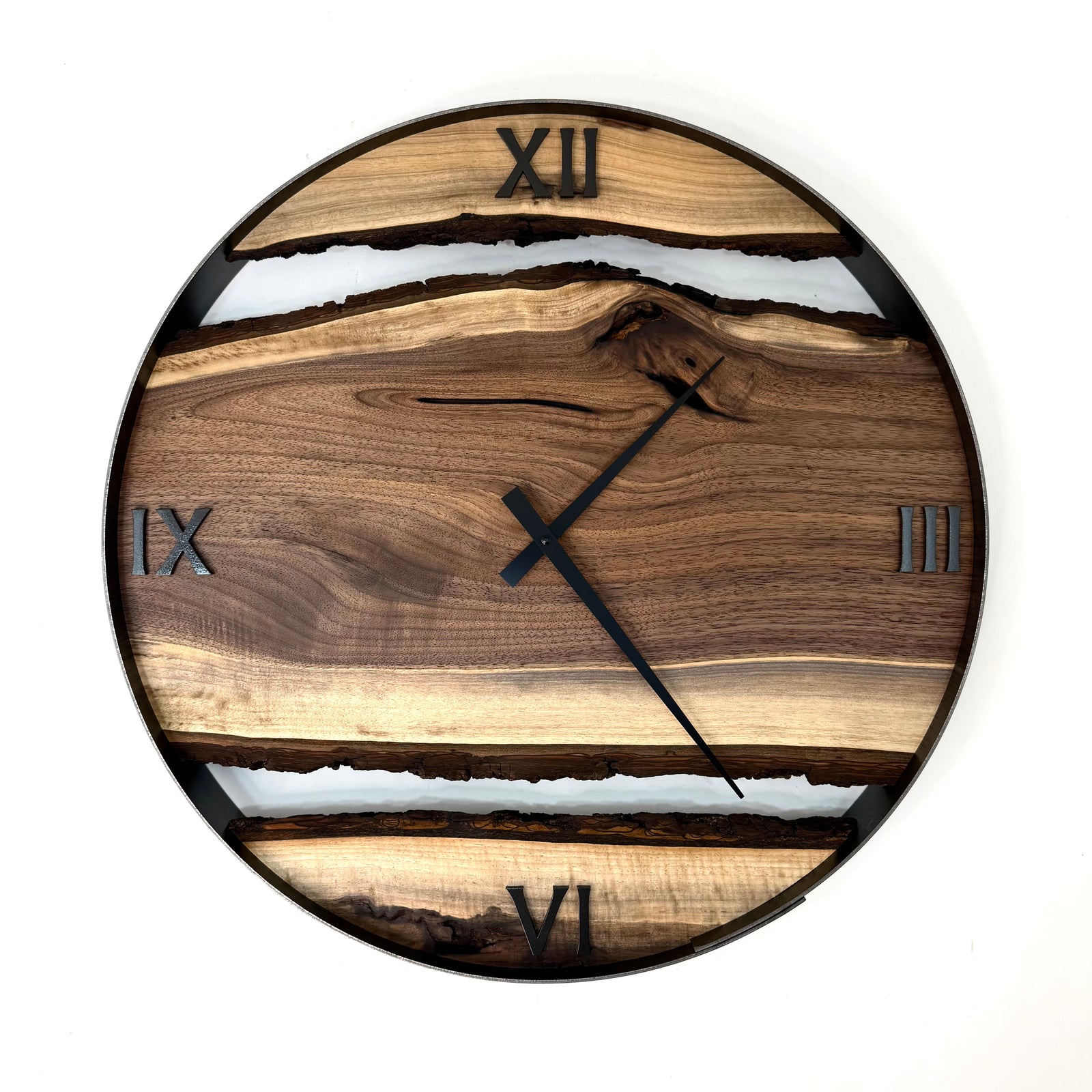 *NEW // 21” Black Walnut Live Edge Wood Clock