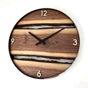 *NEW // 18” Black Walnut Live Edge Wood Clock