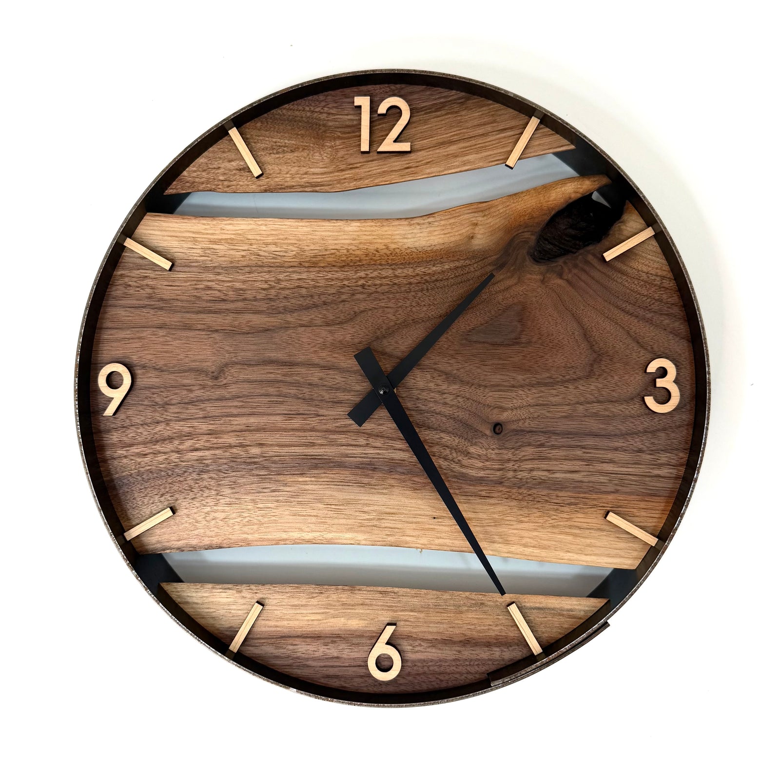 *NEW // 14” Black Walnut Live Edge Wood Wall Clock