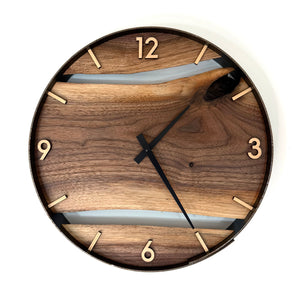 *NEW // 14” Black Walnut Live Edge Wood Wall Clock
