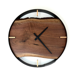 *NEW // 18” Black Walnut Live Edge Wood Wall Clock