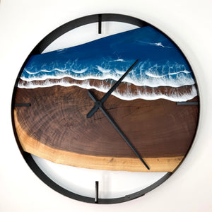 *NEW // 30” Life’s a Beach Live Edge Walnut Wood Wall Clock