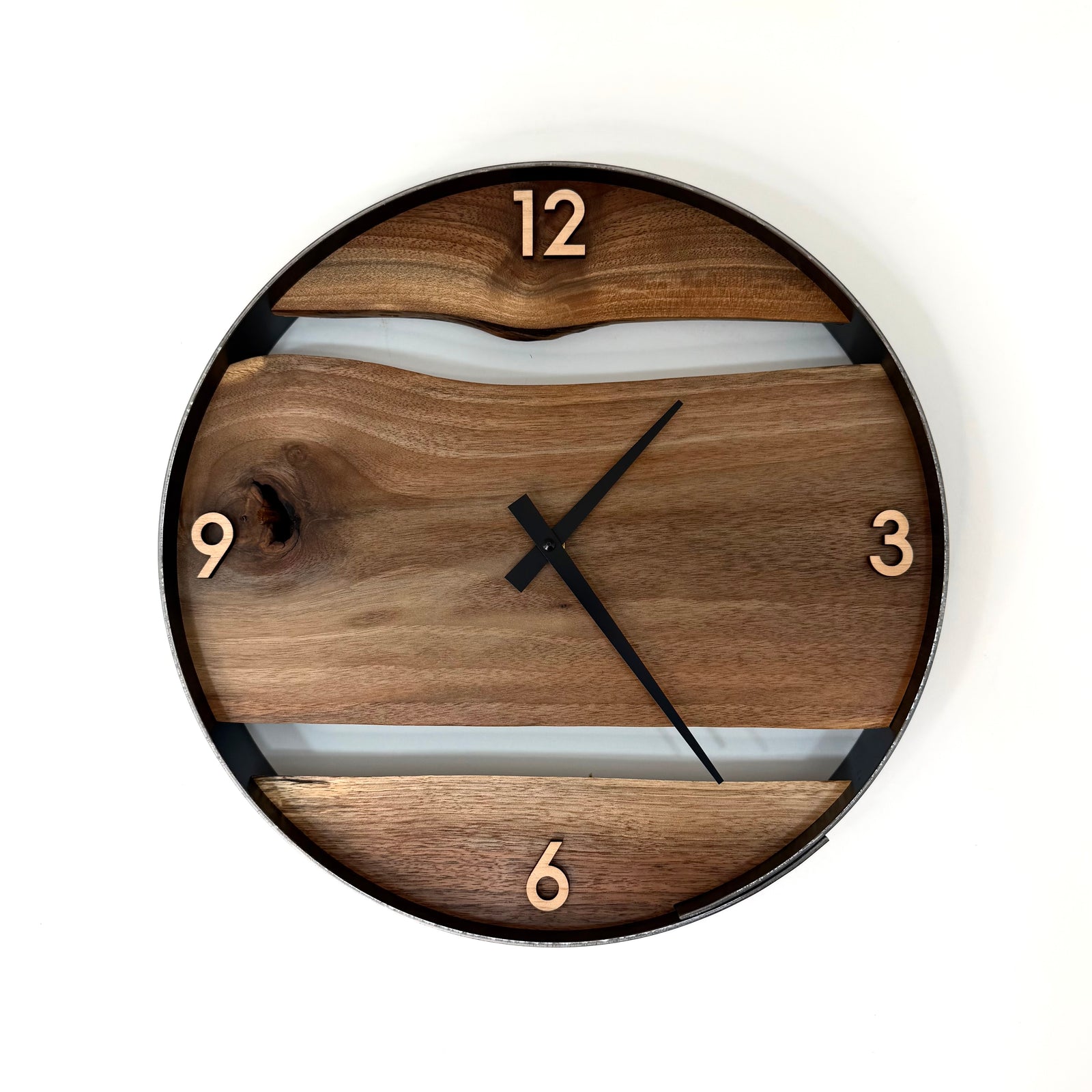 *NEW // 14” Black Walnut Live Edge Wood Wall Clock
