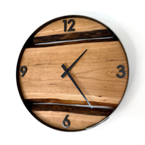 *NEW // 14” Cherry Live Edge Wood Wall Clock