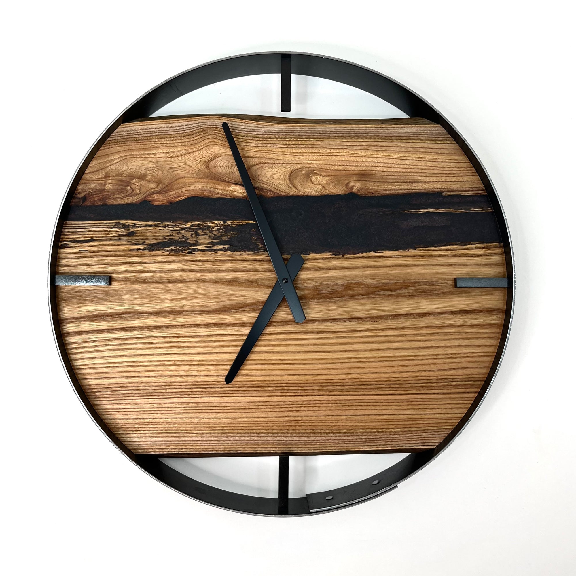 18” Mulberry Live Edge Wood Wall Clock ft. Metallic Orion Epoxy Inlay