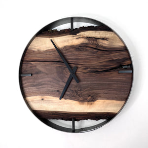 *NEW // 18” Black Walnut Live Edge Wood Wall Clock