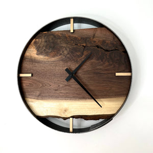 14” Black Walnut Live Edge Wood Wall Clock