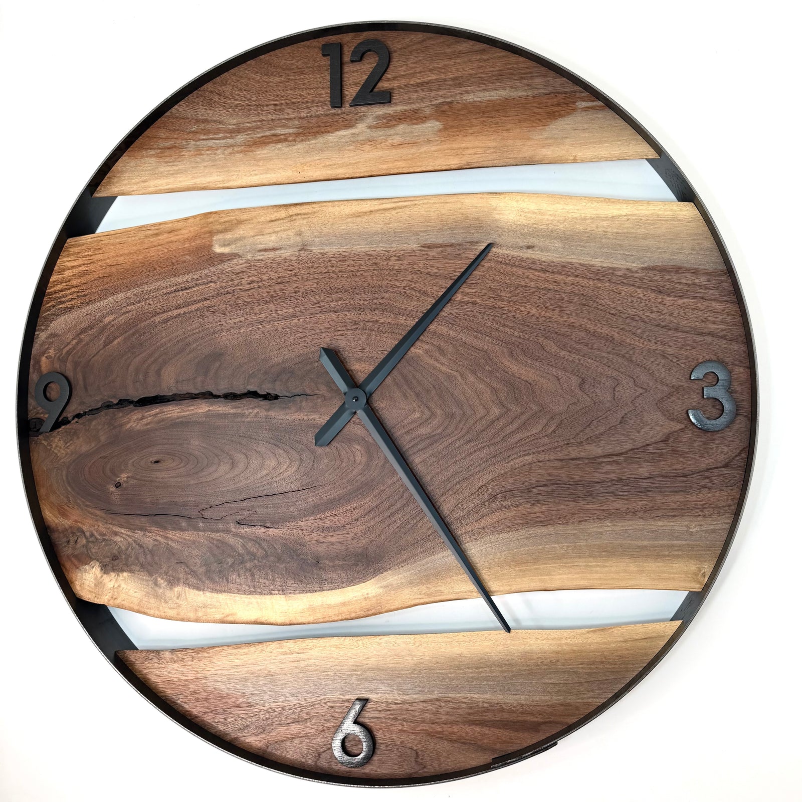 34” Black Walnut Live Edge Wood Wall Clock