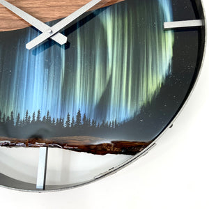 *NEW // Northern Lights Live Edge Black Walnut Wood Wall Clock