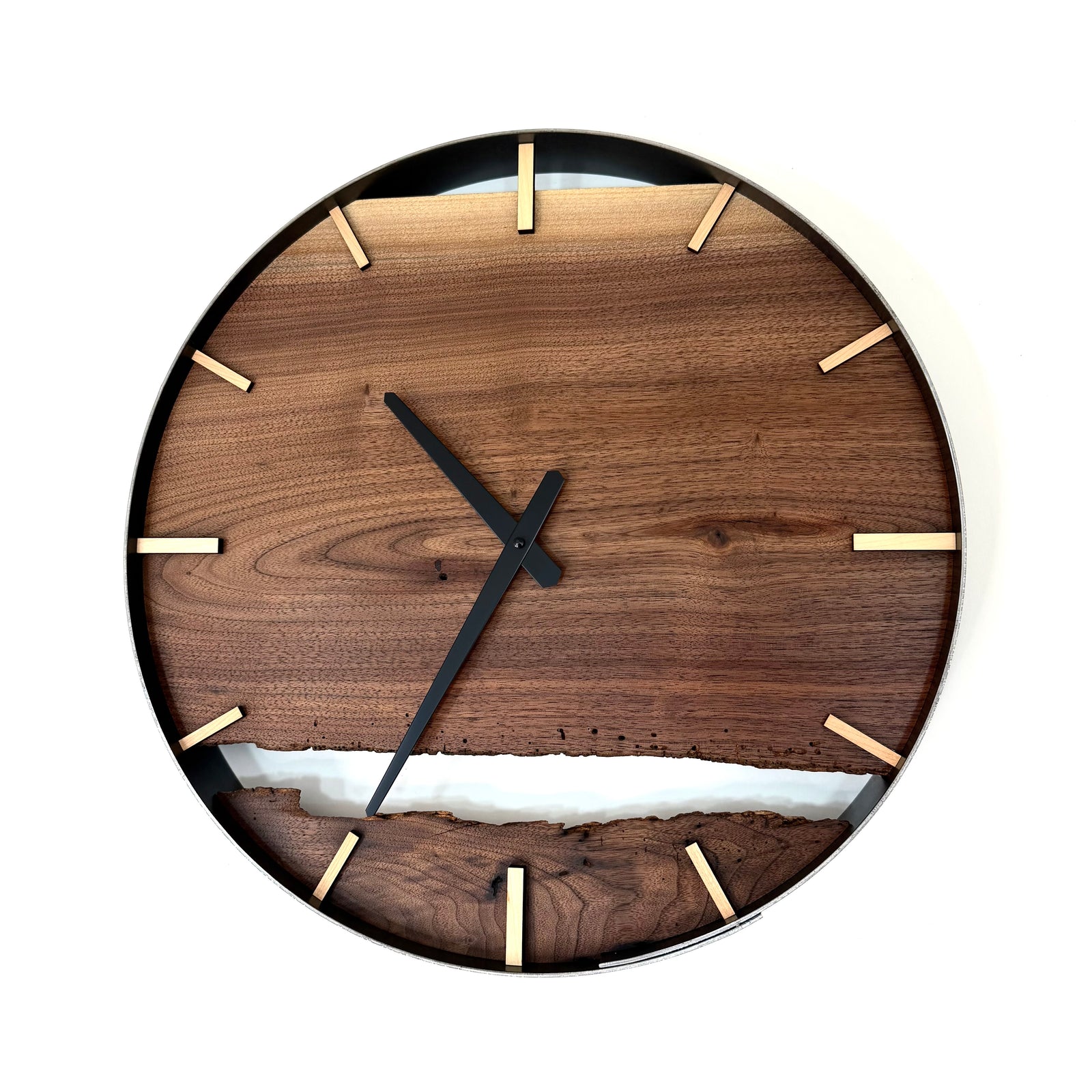 *NEW // 18” Black Walnut Live Edge Wood Clock