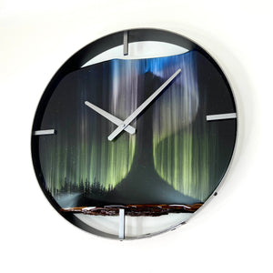 18” Northern Lights Live Edge Black Walnut Wood Wall Clock