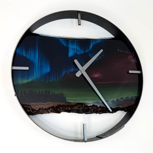 *NEW // 18” Northern Lights Live Edge Black Walnut Wood Wall Clock