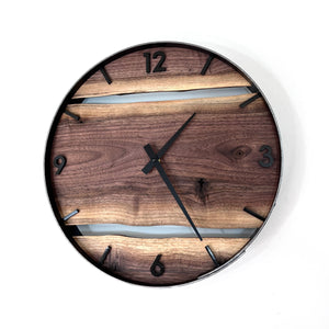 *NEW // 14” Black Walnut Live Edge Wood Wall Clock