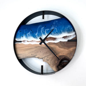 *NEW // 14” Life’s a Beach Live Edge Walnut Wood Wall Clock