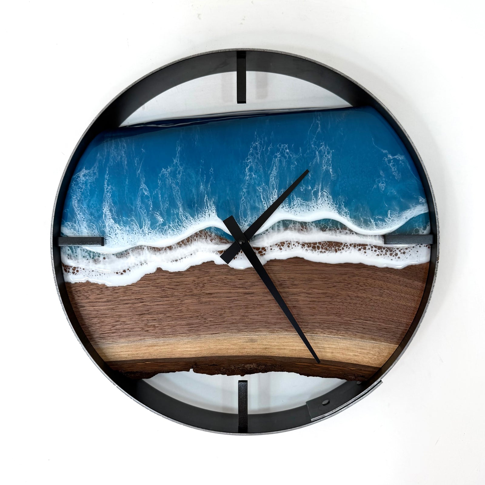 *NEW // 14” Life’s a Beach Live Edge Walnut Wood Wall Clock