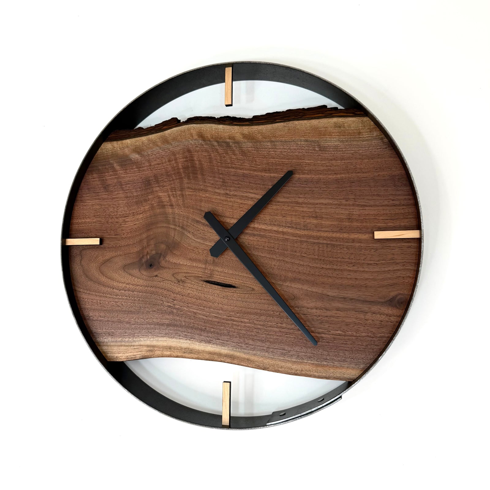 *NEW // 18” Black Walnut Live Edge Wood Wall Clock