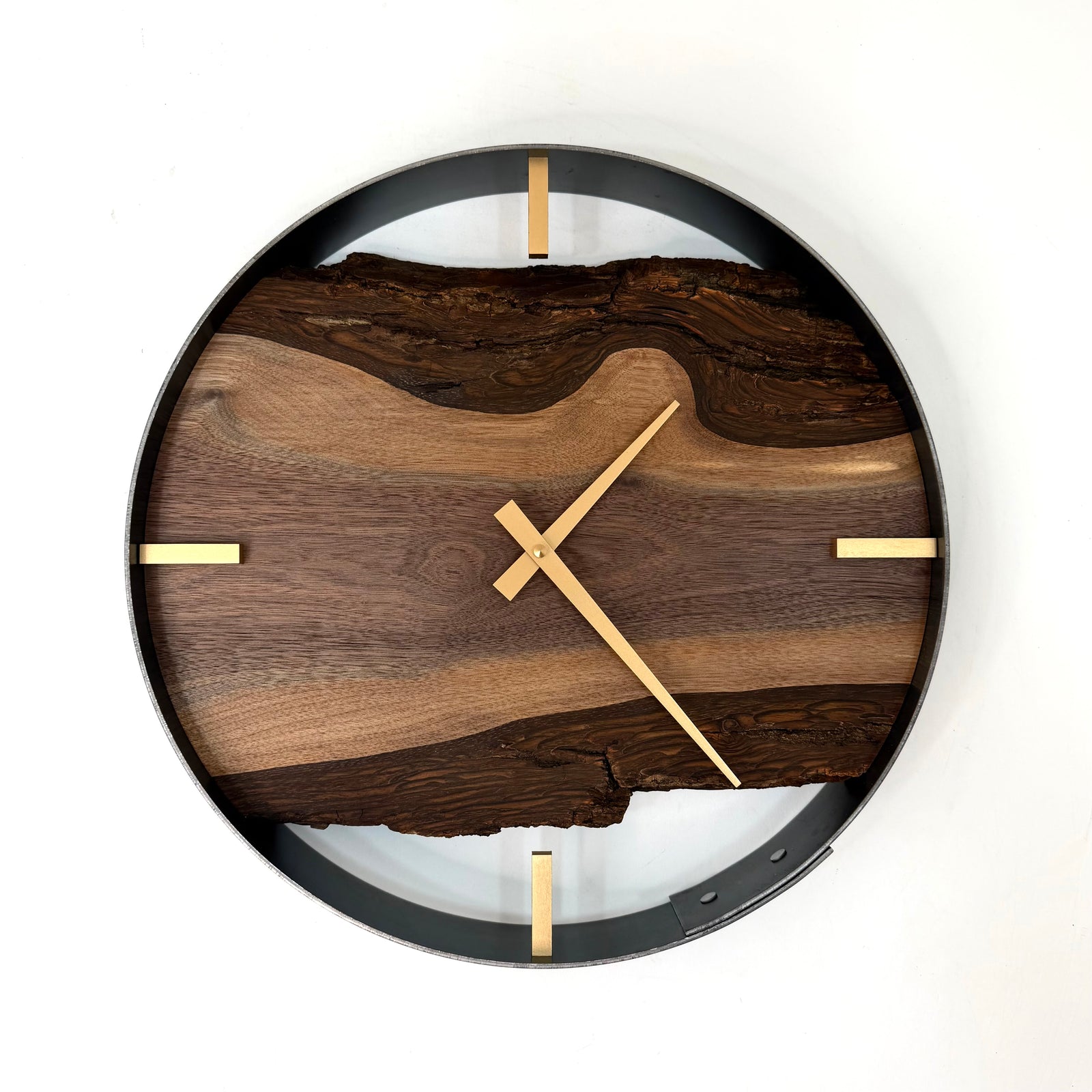 *NEW // 14” Black Walnut Live Edge Wood Wall Clock