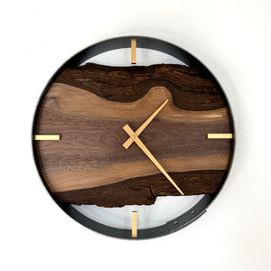 *NEW // 14” Black Walnut Live Edge Wood Wall Clock