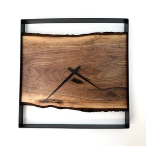 *NEW // 21” Sqwoop Black Walnut Live Edge Wood Clock