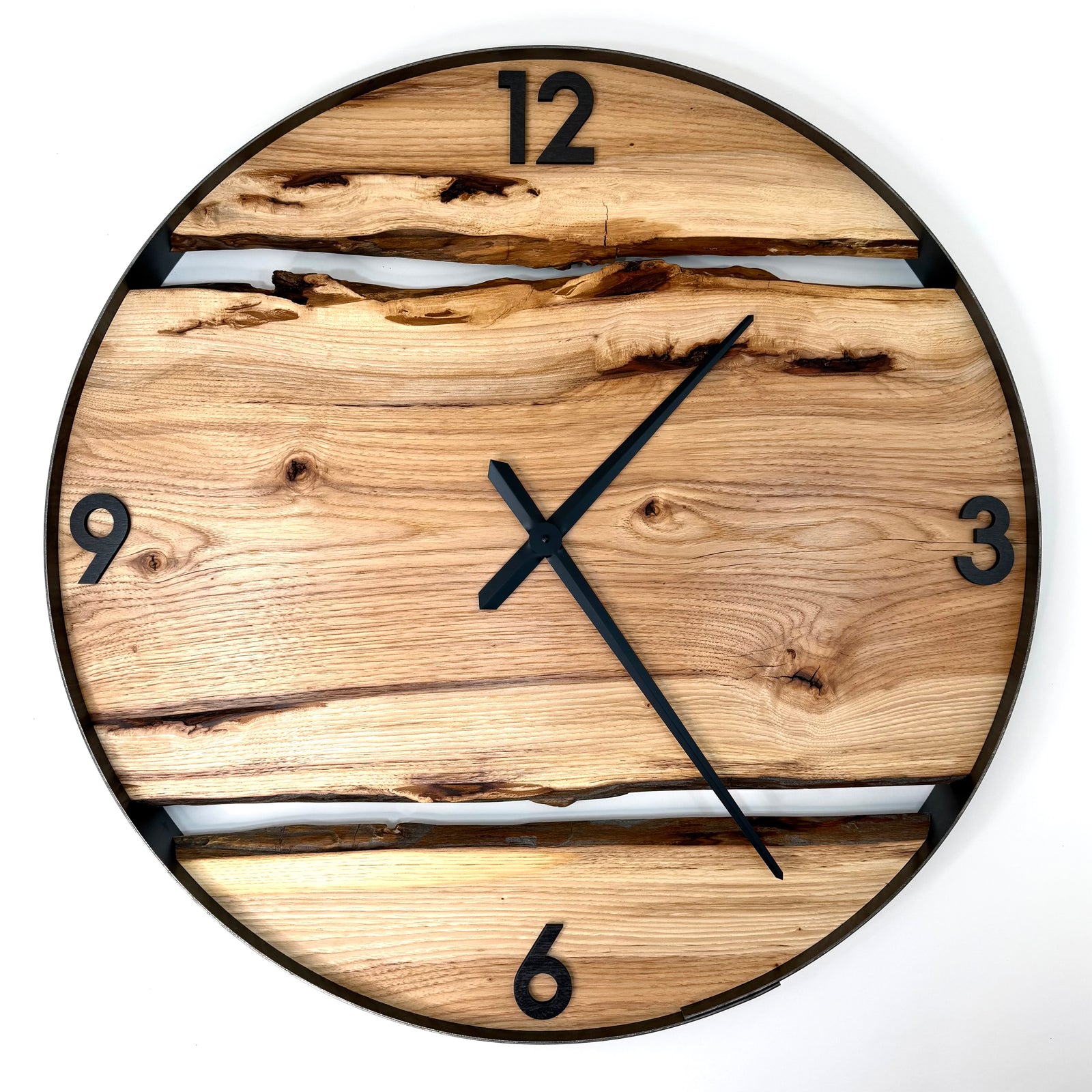 NEW // 30” Hickory Live Edge Wood Wall Clock