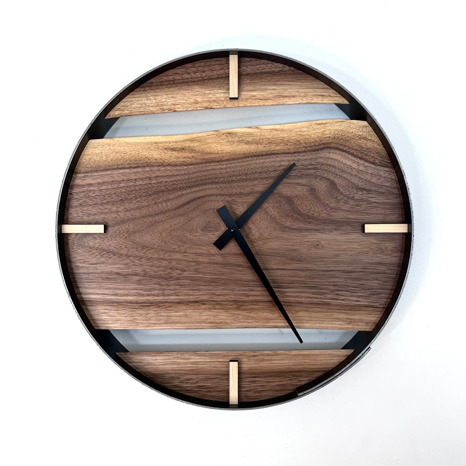 *NEW // 14” Black Walnut Live Edge Wood Wall Clock