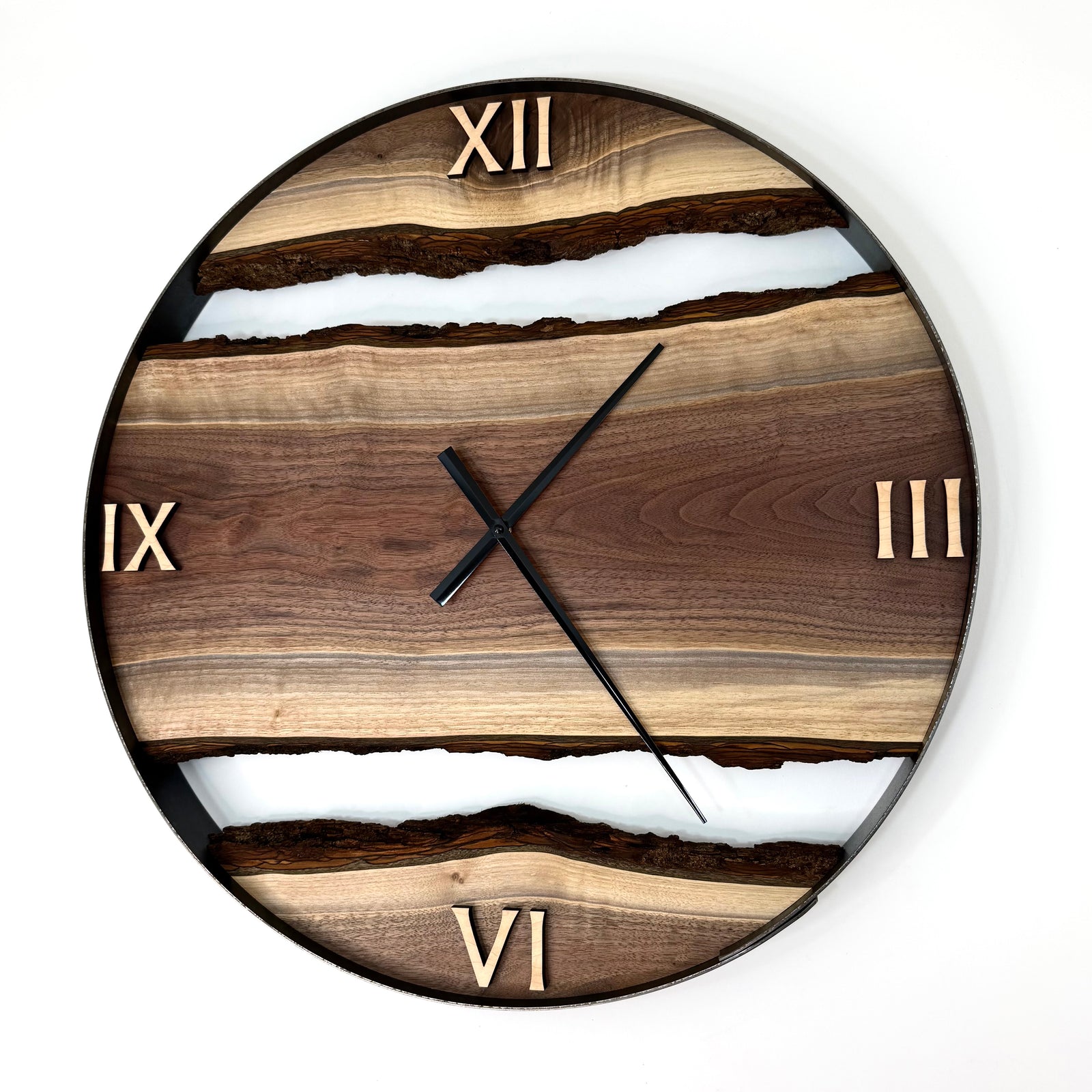 *NEW // 25” Black Walnut Live Edge Wood Clock