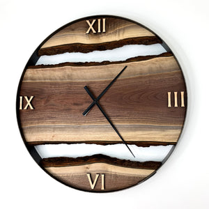 *NEW // 25” Black Walnut Live Edge Wood Clock