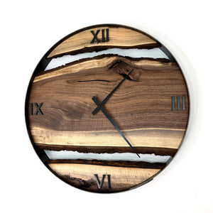 *NEW // 21” Black Walnut Live Edge Wood Clock