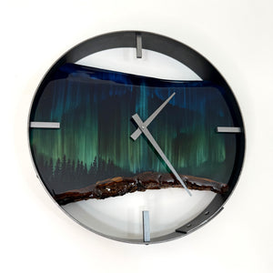 *NEW // 14” Northern Lights Live Edge Black Walnut Wood Wall Clock
