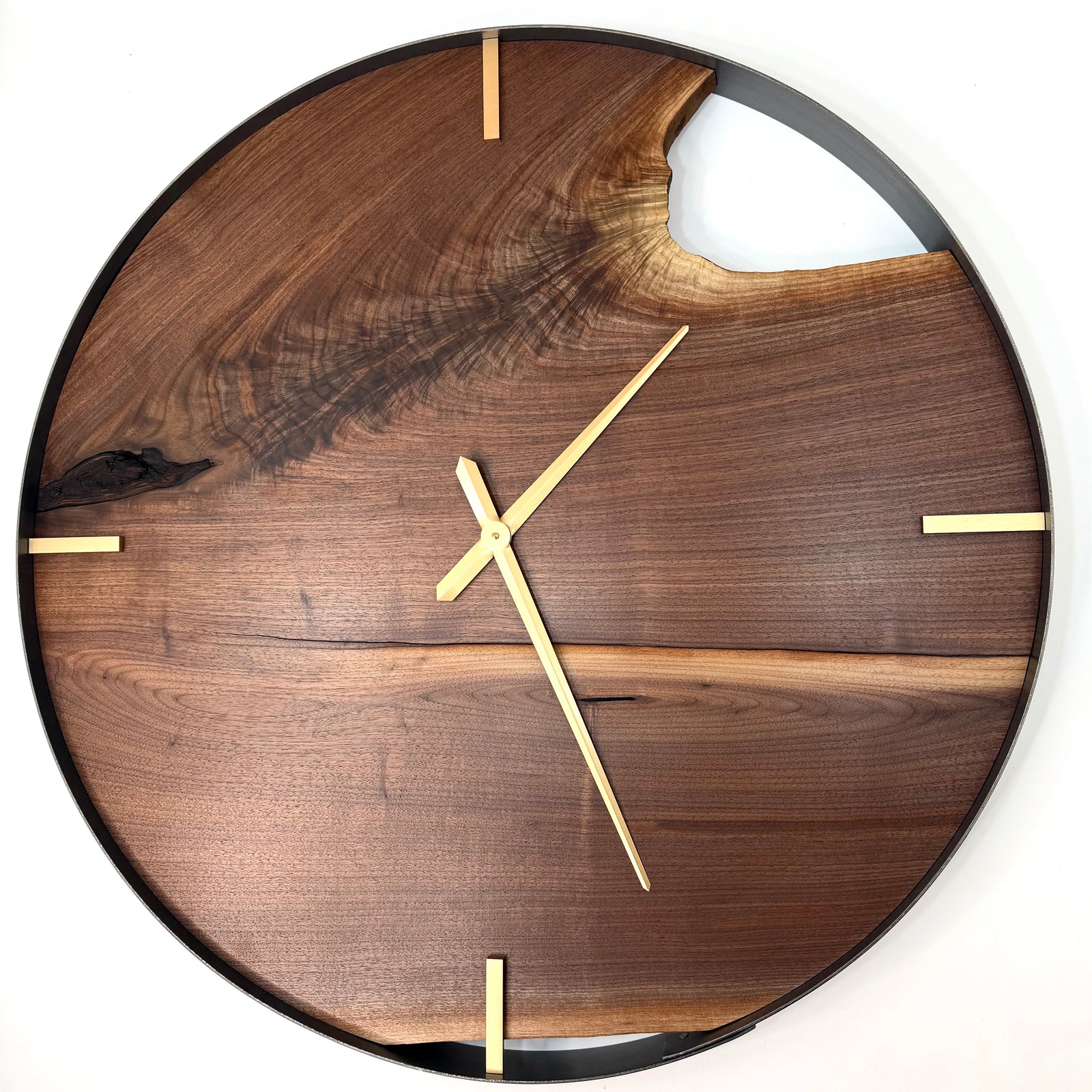 34” Black Walnut Live Edge Wood Wall Clock