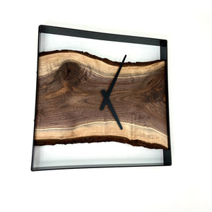 18” Sqwoop Black Walnut Live Edge Wood Clock