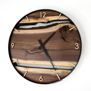 *NEW // 18” Black Walnut Live Edge Wood Clock