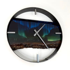 *NEW // 14” Northern Lights Live Edge Black Walnut Wood Wall Clock