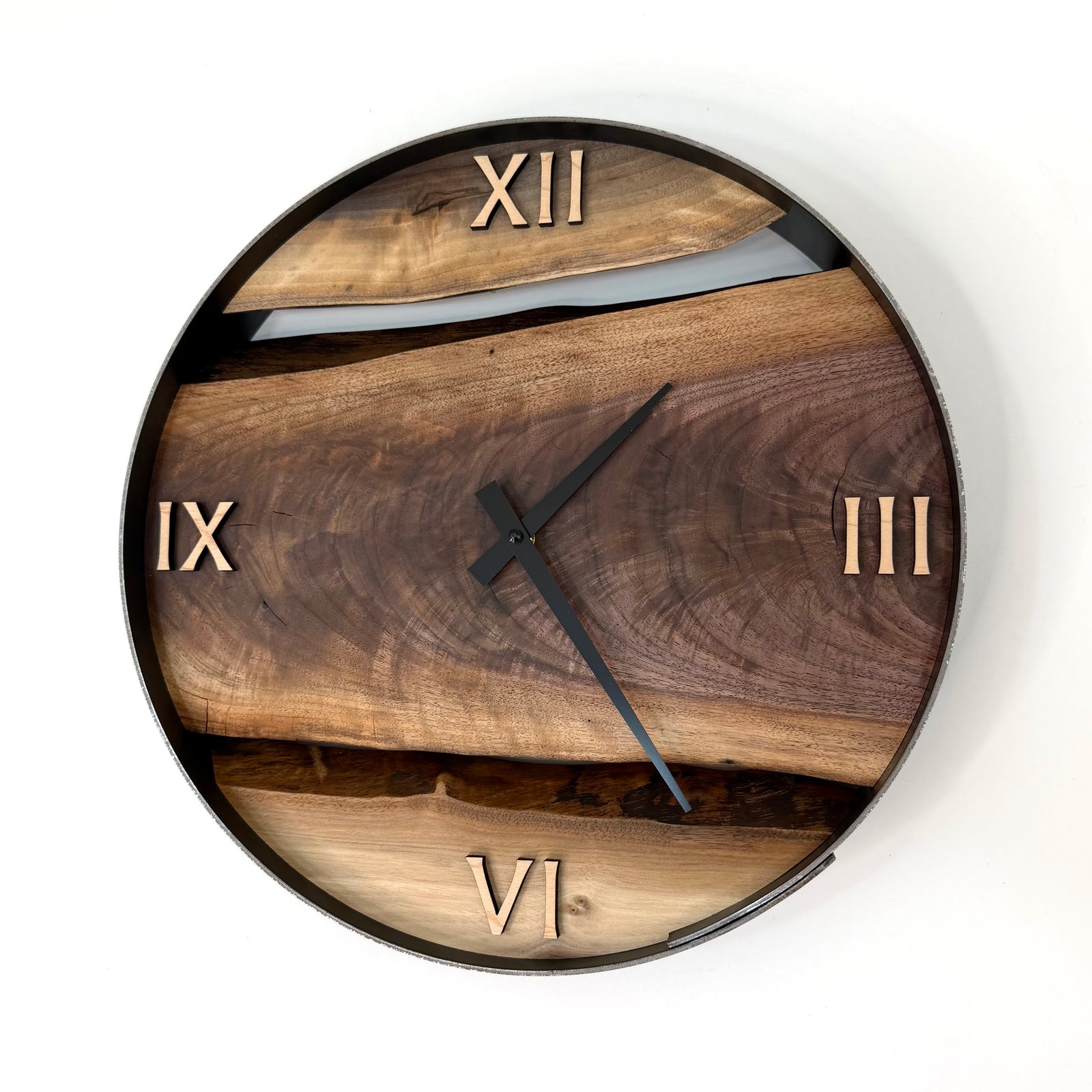 14” Black Walnut Live Edge Wood Wall Clock