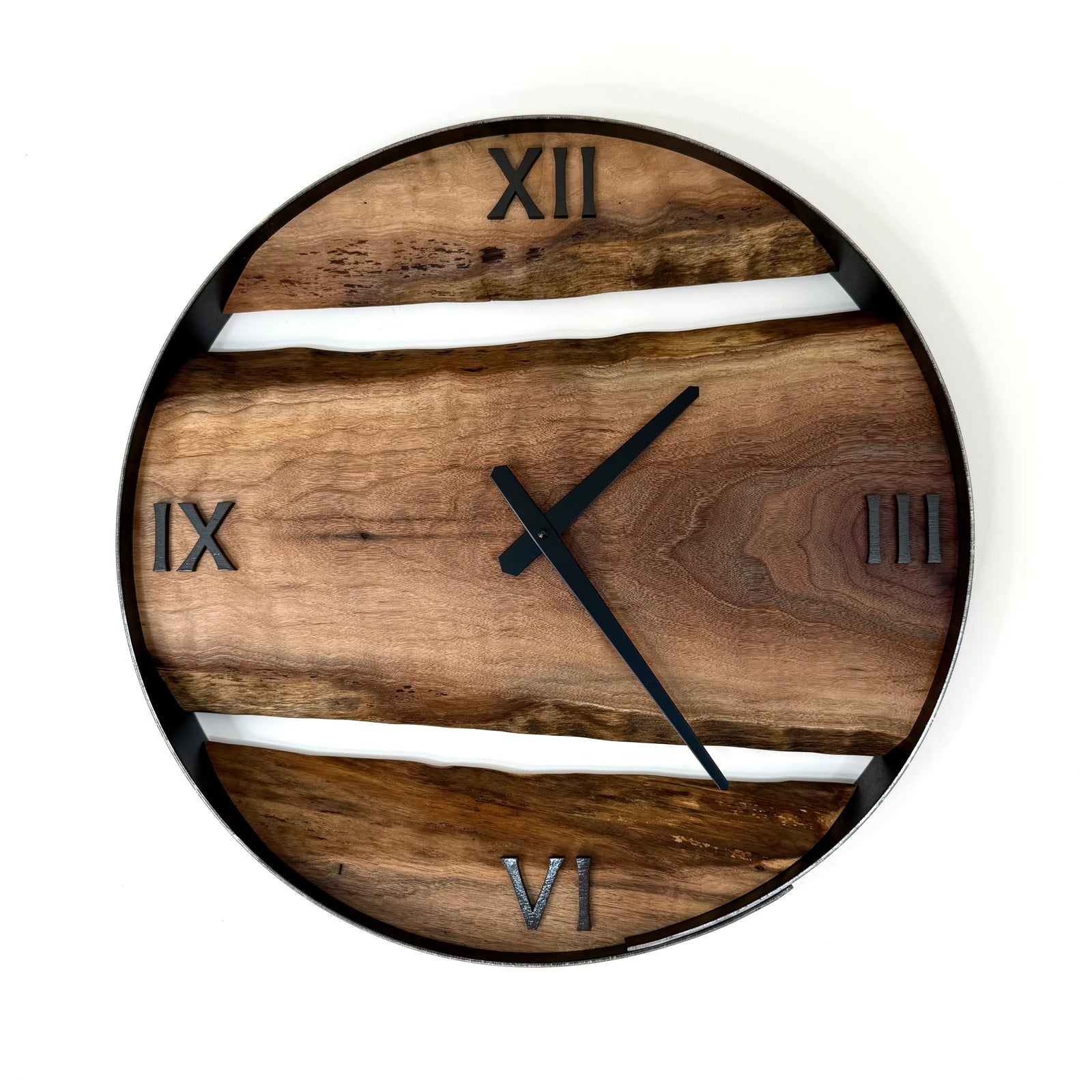*NEW // 18” Black Walnut Live Edge Wood Clock